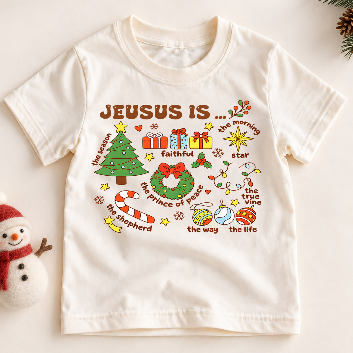 Jesus Is Christmas Kids Shirt, Christian Christmas Tee, Reason for the Season Faith Holiday Shirt for Kids, Religious Christmas Gift — product view 2