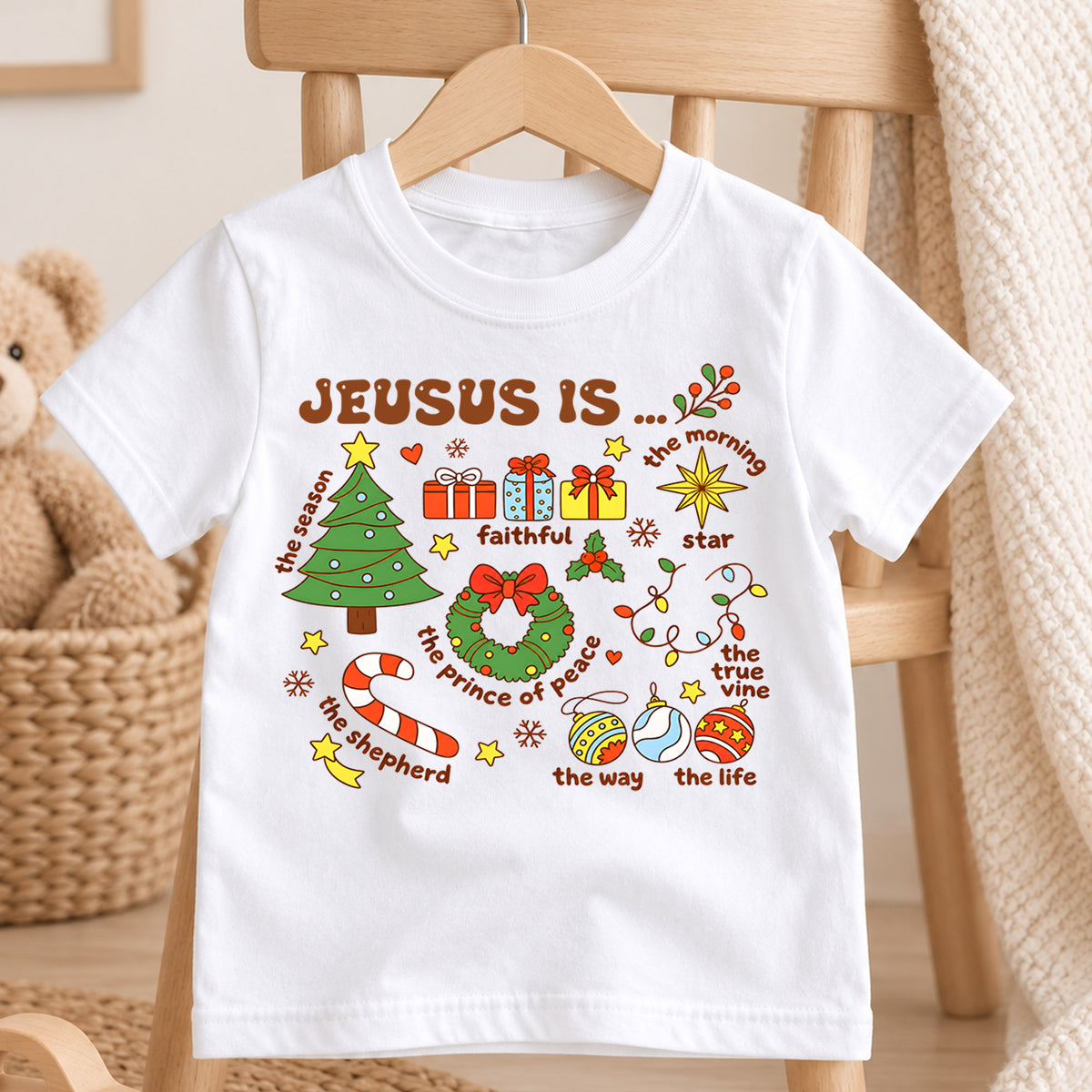 Jesus Is Christmas Kids Shirt, Christian Christmas Tee, Reason for the Season Faith Holiday Shirt for Kids, Religious Christmas Gift — product view 4