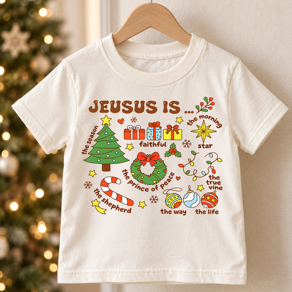 Jesus Is Christmas Kids Shirt, Christian Christmas Tee, Reason for the Season Faith Holiday Shirt for Kids, Religious Christmas Gift — product view 5