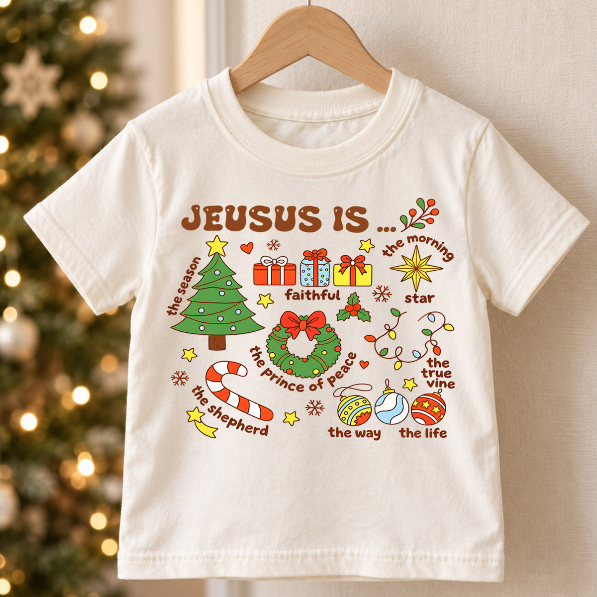 Jesus Is Christmas Kids Shirt, Christian Christmas Tee, Reason for the Season Faith Holiday Shirt for Kids, Religious Christmas Gift — product view 5