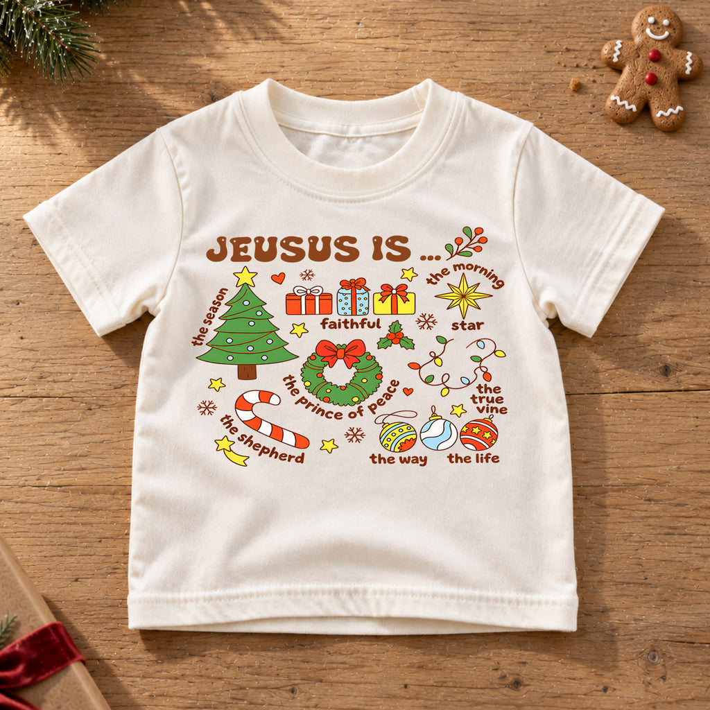Jesus Is Christmas Kids Shirt, Christian Christmas Tee, Reason for the Season Faith Holiday Shirt for Kids, Religious Christmas Gift — product view 6