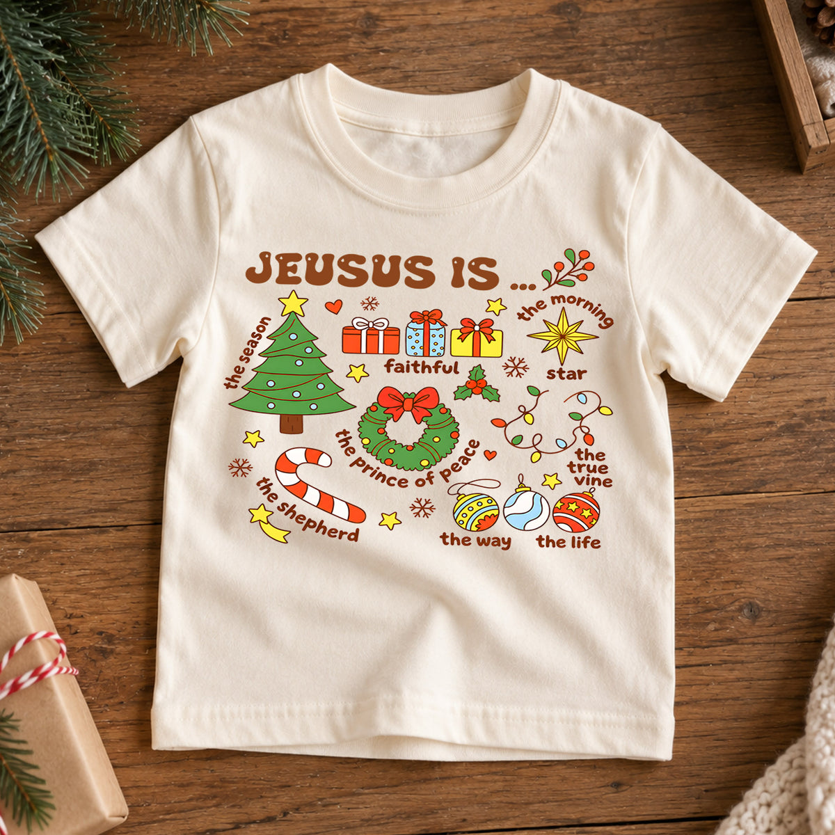 Jesus Is Christmas Kids Shirt, Christian Christmas Tee, Reason for the Season Faith Holiday Shirt for Kids, Religious Christmas Gift — product view 7