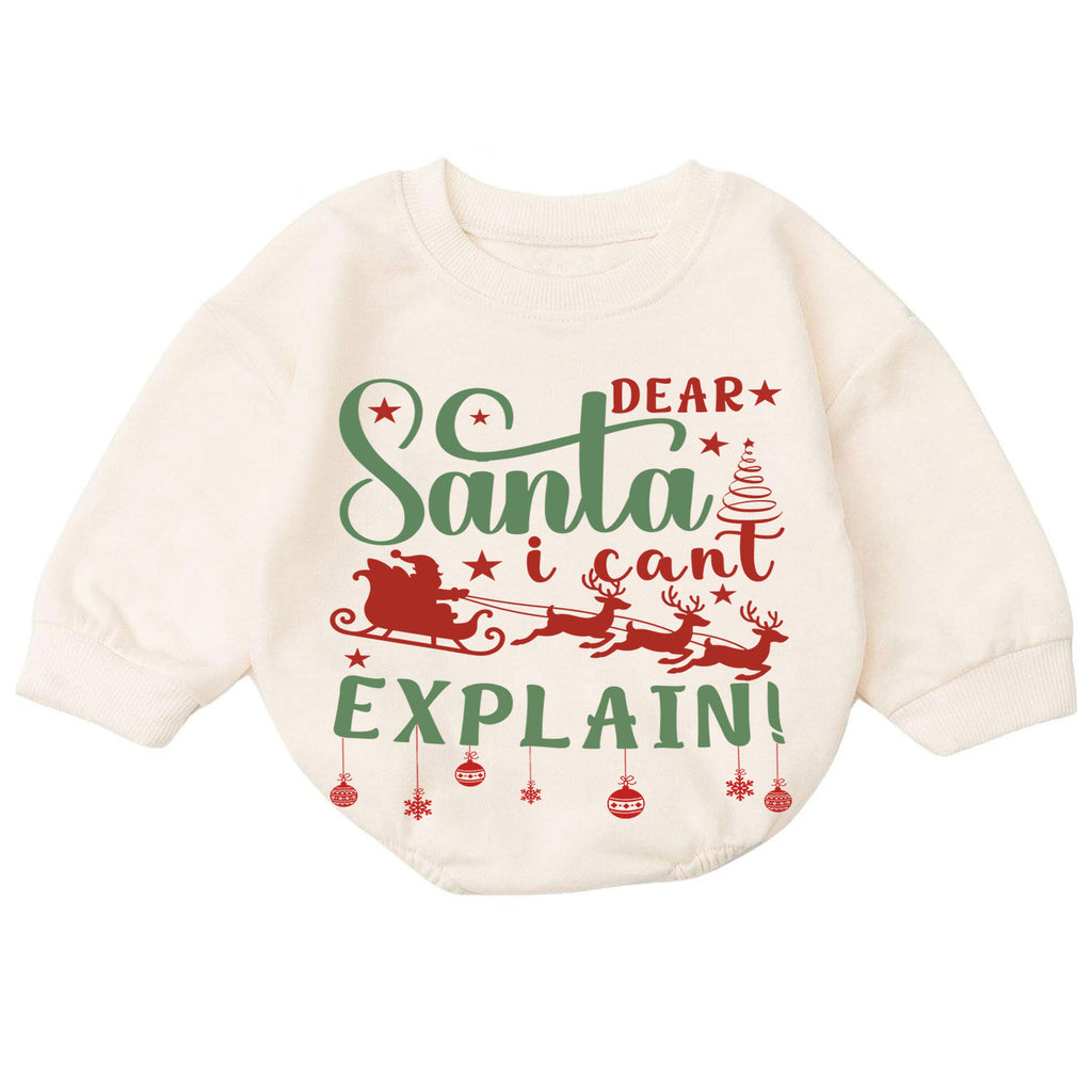 Dear Santa I Can't Explain Christmas Baby Romper, Funny Santa Sleigh Holiday Outfit, Toddler Xmas Romper, Cute 1st Christmas Gift — product view 7