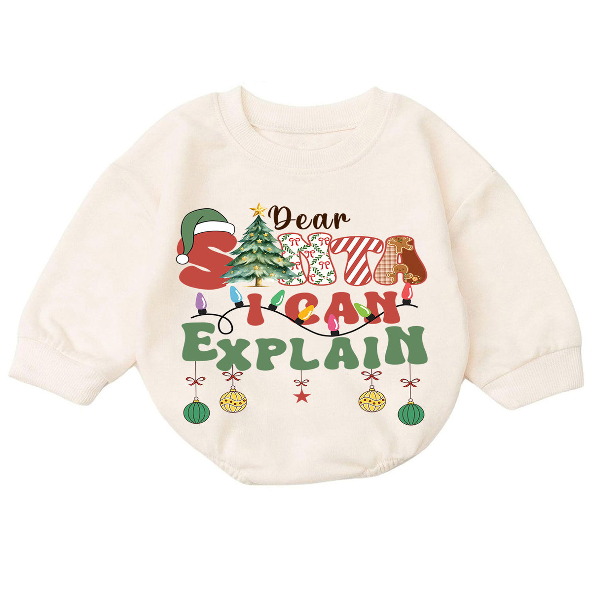 Funny Christmas Baby Romper, Dear Santa I Can Explain Holiday Outfit, Retro Santa Quote Romper, Toddler 1st Christmas Gift — product view 7