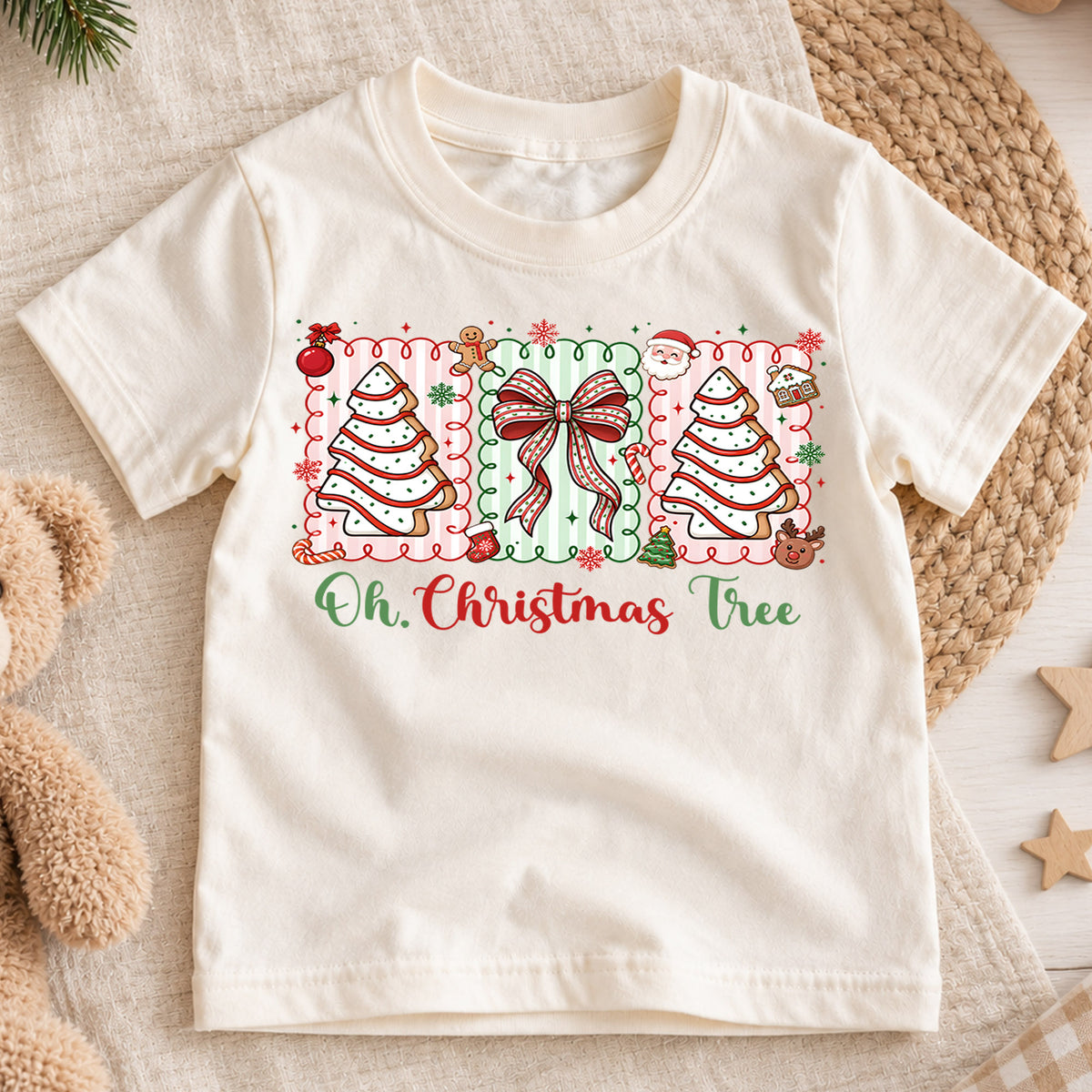 Cute Christmas Crew Kids Tee, Santa and Reindeer Christmas Shirt, Penguin Polar Bear Holiday T Shirt, Kids Xmas Gift — product view 1