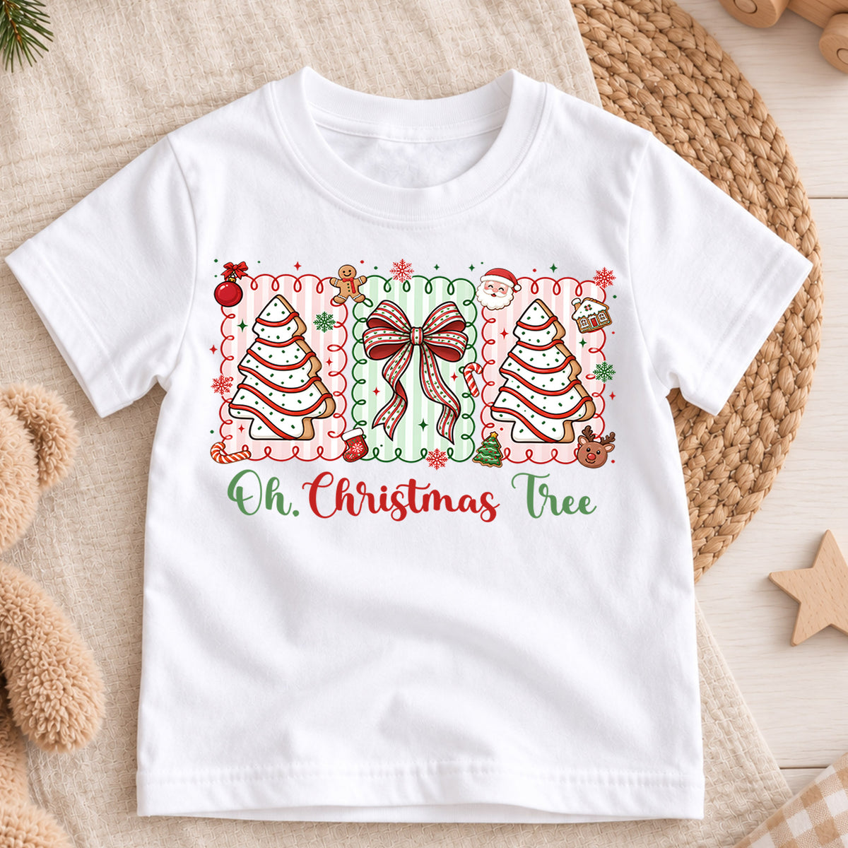 Cute Christmas Crew Kids Tee, Santa and Reindeer Christmas Shirt, Penguin Polar Bear Holiday T Shirt, Kids Xmas Gift — product view 3
