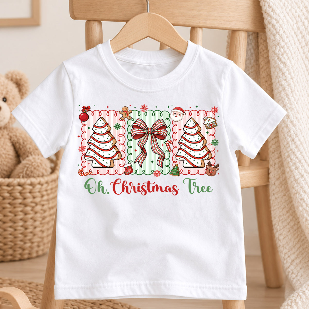 Cute Christmas Crew Kids Tee, Santa and Reindeer Christmas Shirt, Penguin Polar Bear Holiday T Shirt, Kids Xmas Gift — product view 4