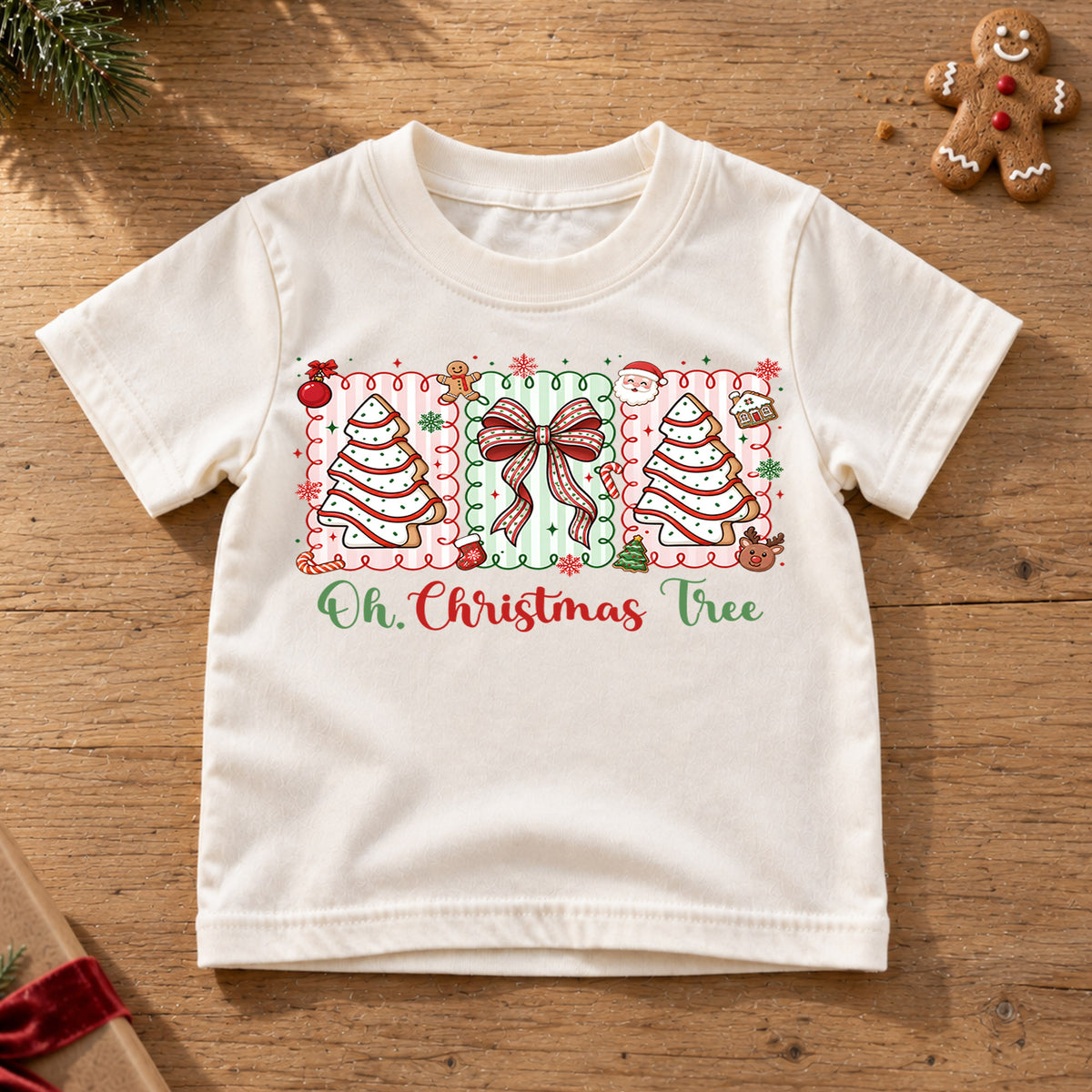 Cute Christmas Crew Kids Tee, Santa and Reindeer Christmas Shirt, Penguin Polar Bear Holiday T Shirt, Kids Xmas Gift — product view 6