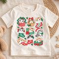 Christmas Cats Kids Shirt, Cute Kittens Holiday Tee, Cats in Stockings and Gifts T Shirt, Xmas Gift for Cat Lovers — product view 1