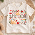 Christmas Cat Kids Shirt, Santa Hat Kittens Tee, Cute Botanical Cat Christmas T Shirt, Holiday Gift for Cat Lovers — product view 1
