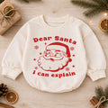 Dear Santa I Can Explain Baby Christmas Romper, Vintage Santa Baby Holiday Romper, Funny Toddler Christmas Outfit Gift — product view 1