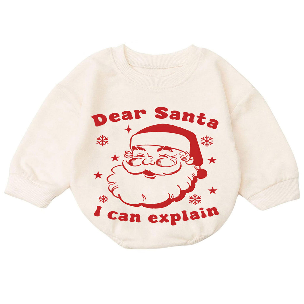 Dear Santa I Can Explain Baby Christmas Romper, Vintage Santa Baby Holiday Romper, Funny Toddler Christmas Outfit Gift — product view 7