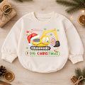 Baby Christmas Romper, I Dig Christmas Excavator Outfit, Cute Construction Holiday Romper, Toddler 1st Christmas Gift for Boys — product view 1