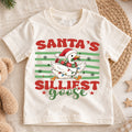Santa's Silliest Goose Kids Shirt, Funny Christmas Goose Tee, Silly Goose Holiday T Shirt, Cute Xmas Gift for Kids — product view 1