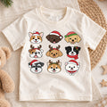 Christmas Dogs Kids Shirt, Cute Holiday Puppy Tee, Santa Hat Dog Christmas T Shirt, Xmas Gift for Dog Lovers — product view 1