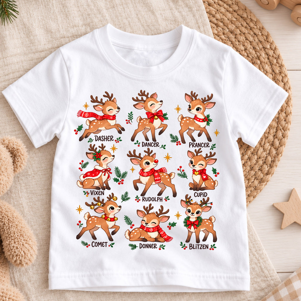 Deer Species Christmas Kids Shirt, Wildlife Identification Tee, Reindeer Moose Elk Holiday T Shirt, Nature Lover Gift — product view 3