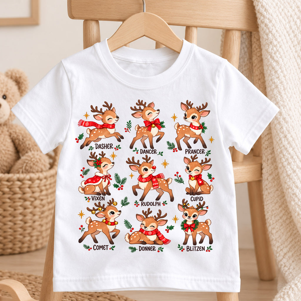 Deer Species Christmas Kids Shirt, Wildlife Identification Tee, Reindeer Moose Elk Holiday T Shirt, Nature Lover Gift — product view 4