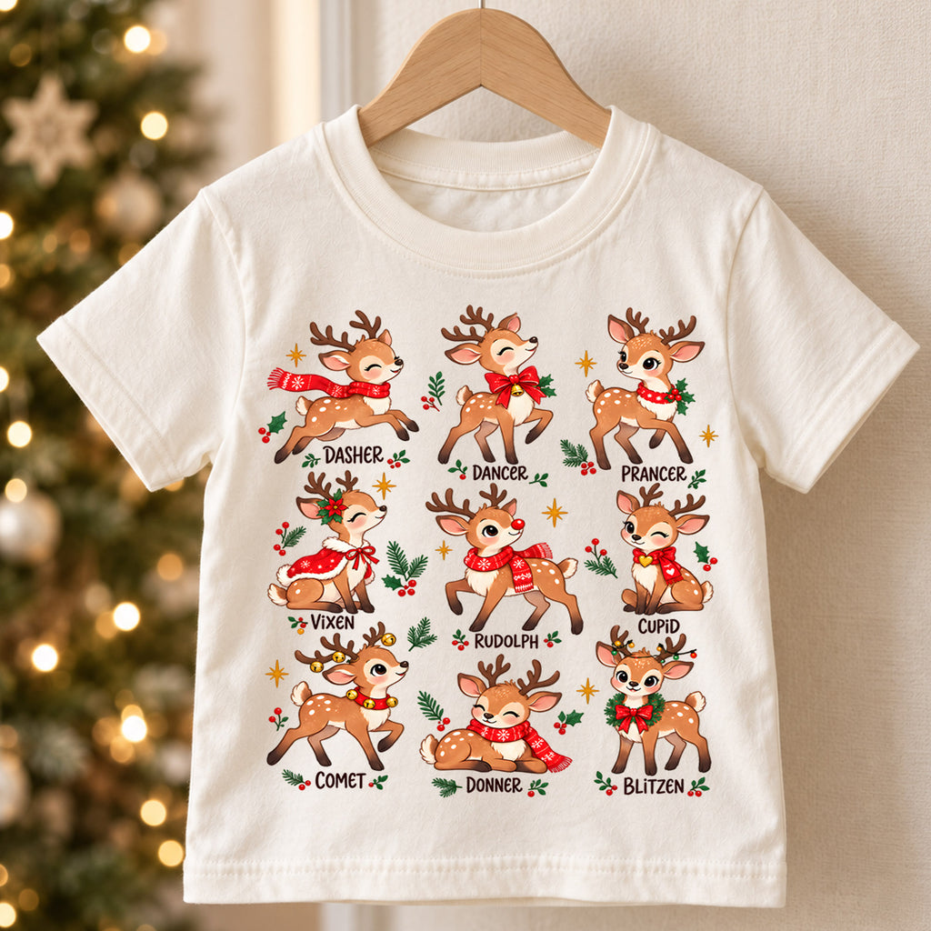 Deer Species Christmas Kids Shirt, Wildlife Identification Tee, Reindeer Moose Elk Holiday T Shirt, Nature Lover Gift — product view 5