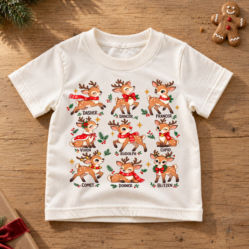 Deer Species Christmas Kids Shirt, Wildlife Identification Tee, Reindeer Moose Elk Holiday T Shirt, Nature Lover Gift — product view 6
