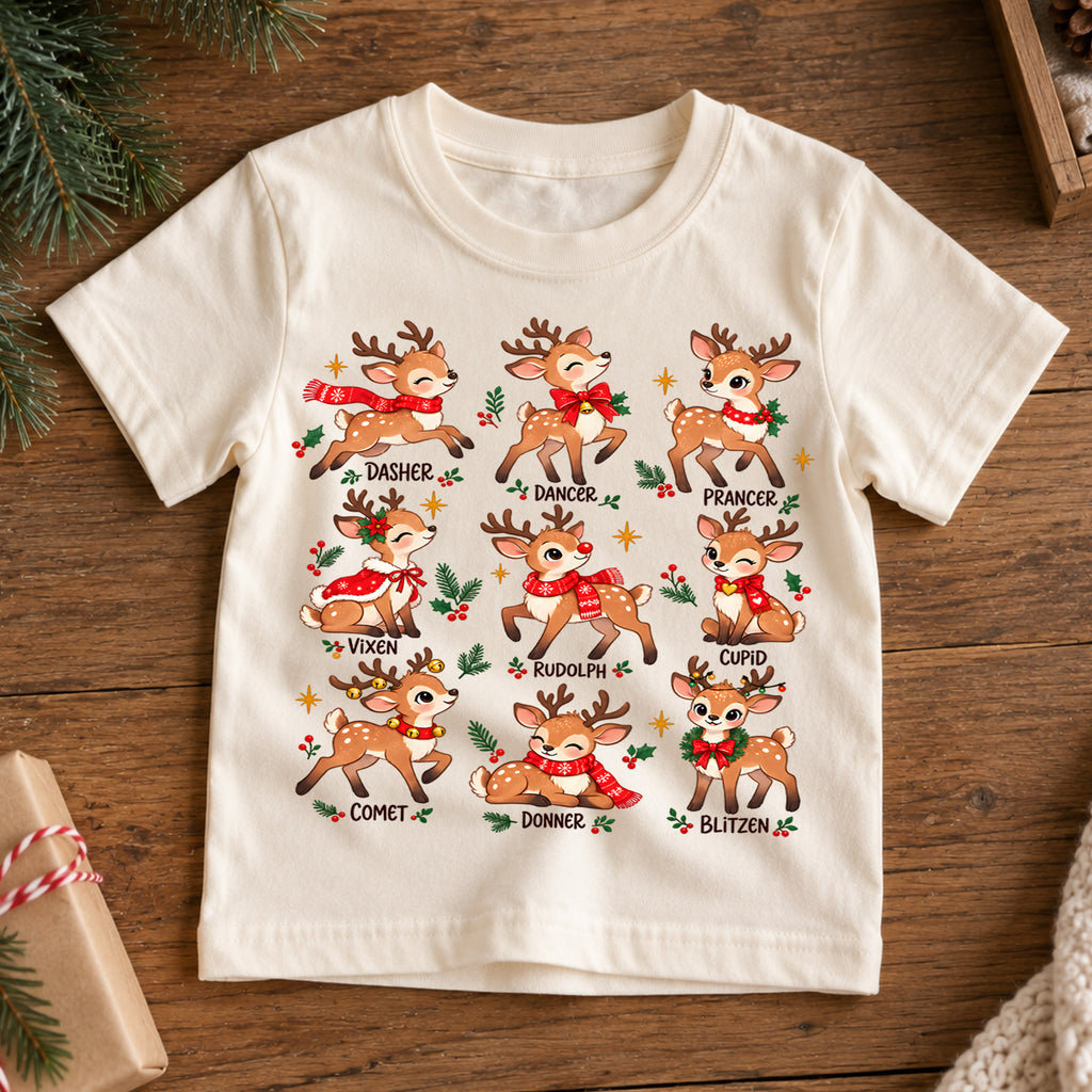 Deer Species Christmas Kids Shirt, Wildlife Identification Tee, Reindeer Moose Elk Holiday T Shirt, Nature Lover Gift — product view 7