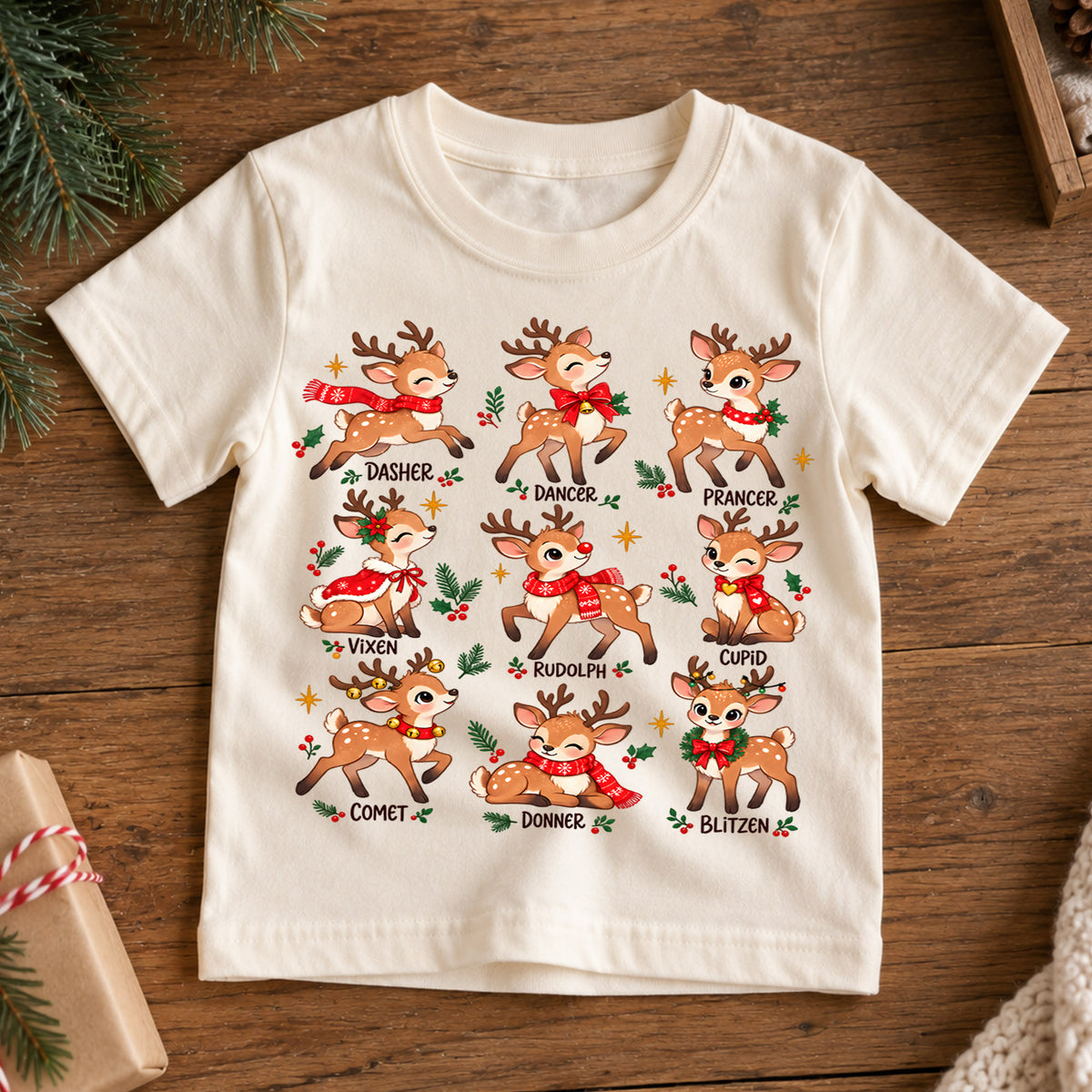 Deer Species Christmas Kids Shirt, Wildlife Identification Tee, Reindeer Moose Elk Holiday T Shirt, Nature Lover Gift — product view 7