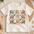 Christmas Reindeer Kids Shirt, Cute Deer Santa Hat Tee, Plaid Scarf Holiday T Shirt, Xmas Gift for Kids — product view 1