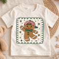Gingerbread Man Christmas Kids Bubble Top, Cute Cookie Holiday Shirt, Plaid Xmas Outfit, Toddler Christmas Gift Holiday Gift for Boys Girls — product view 1