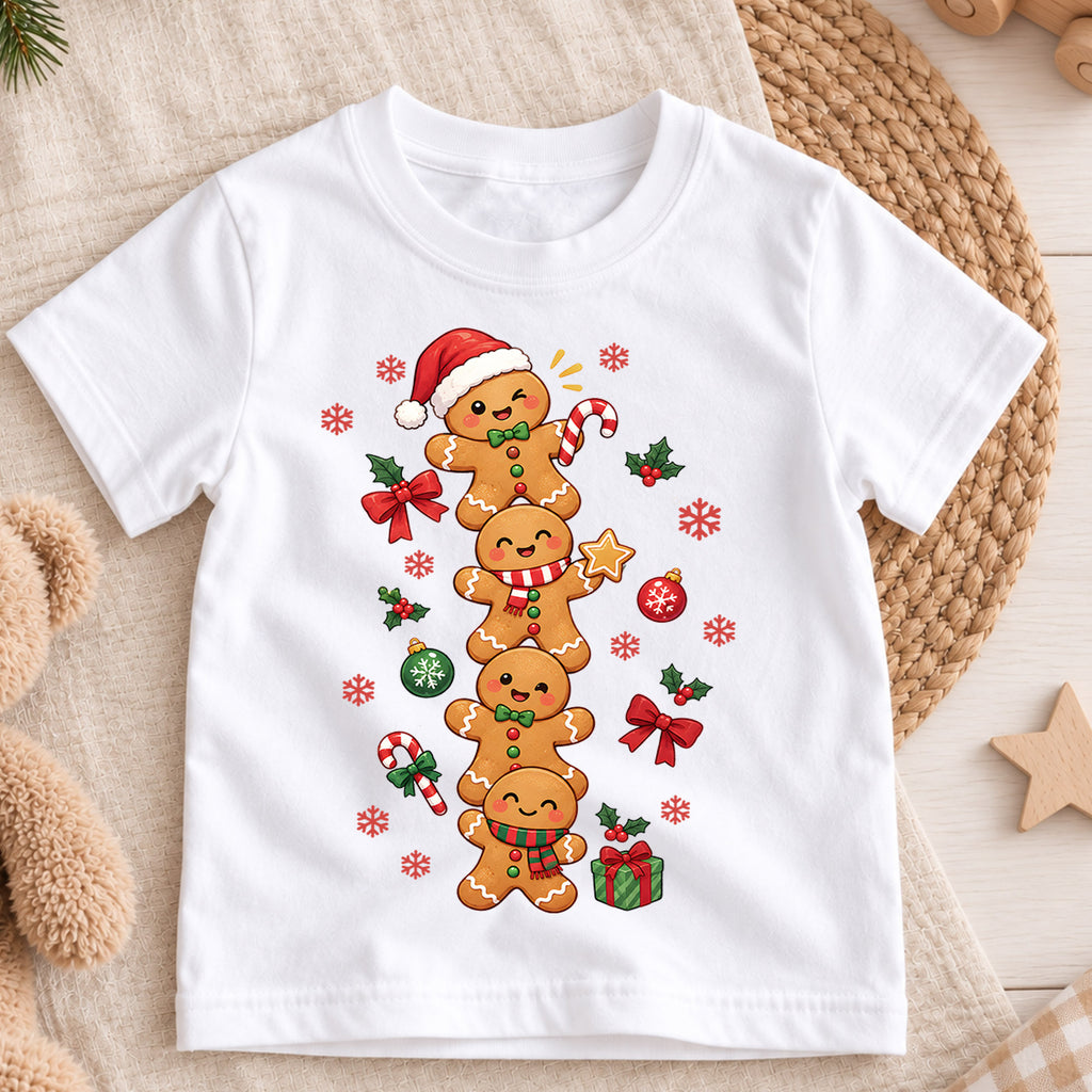 Gingerbread Christmas Kids Bubble Top, Cute Cookie Holiday Shirt, Candy Cane Xmas Outfit, Toddler Christmas Gift Holiday Gift for Boys Girls — product view 3