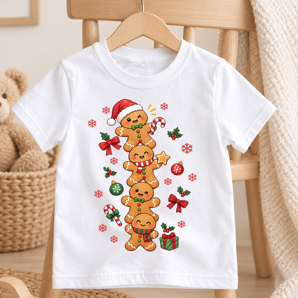 Gingerbread Christmas Kids Bubble Top, Cute Cookie Holiday Shirt, Candy Cane Xmas Outfit, Toddler Christmas Gift Holiday Gift for Boys Girls — product view 4