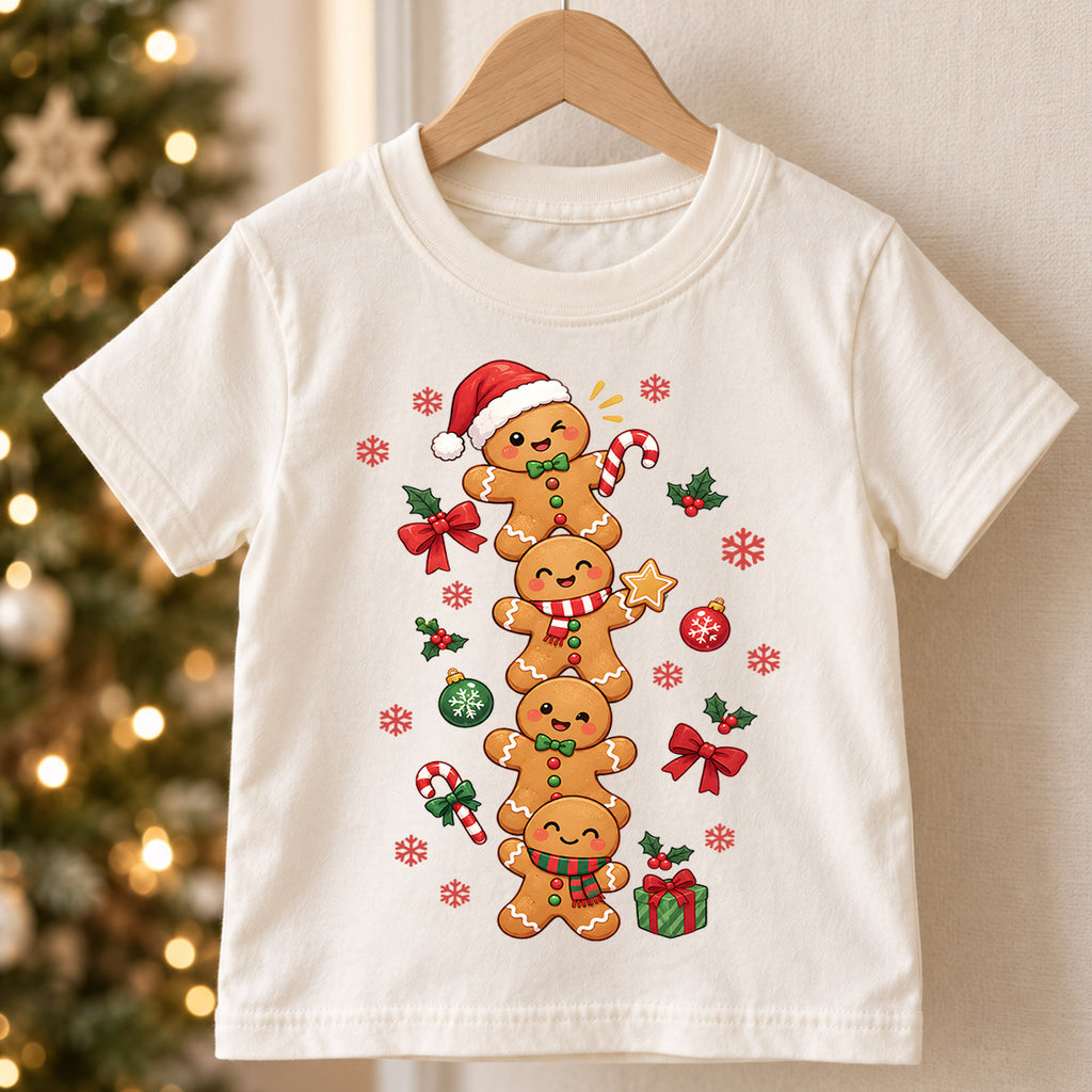 Gingerbread Christmas Kids Bubble Top, Cute Cookie Holiday Shirt, Candy Cane Xmas Outfit, Toddler Christmas Gift Holiday Gift for Boys Girls — product view 5