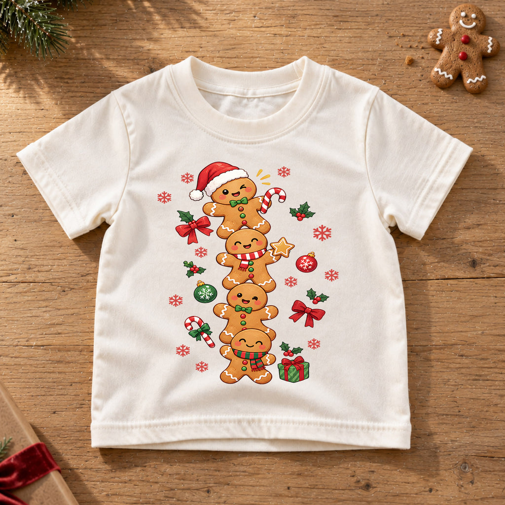 Gingerbread Christmas Kids Bubble Top, Cute Cookie Holiday Shirt, Candy Cane Xmas Outfit, Toddler Christmas Gift Holiday Gift for Boys Girls — product view 6