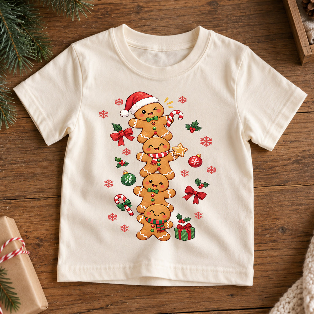 Gingerbread Christmas Kids Bubble Top, Cute Cookie Holiday Shirt, Candy Cane Xmas Outfit, Toddler Christmas Gift Holiday Gift for Boys Girls — product view 7
