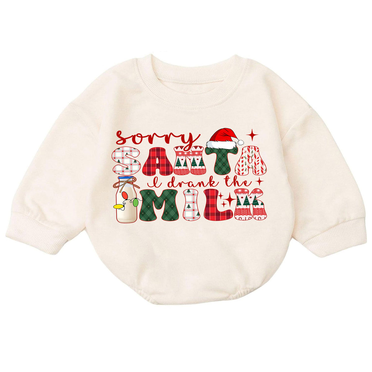 Funny Christmas Baby Romper, Sorry Santa I Drank the Milk Outfit, Retro Holiday Romper, Cute Toddler 1st Christmas Gift — product view 7