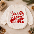 Funny Santa Baby Romper, Sorry Santa I Drank the Milk Christmas Outfit, Holiday Quote Romper, Toddler 1st Christmas Gift — product view 1