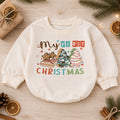 Baby First Christmas Romper, Christmas Cookie Tree Outfit, Retro Holiday Romper, Cute Toddler 1st Christmas Gift for Baby — product view 1