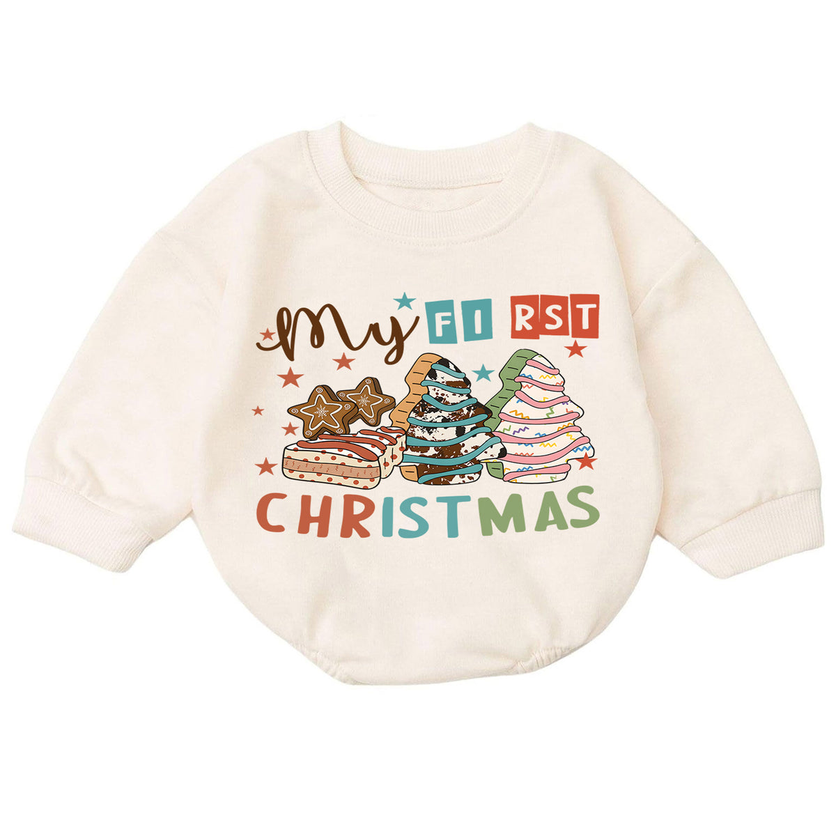 Baby First Christmas Romper, Christmas Cookie Tree Outfit, Retro Holiday Romper, Cute Toddler 1st Christmas Gift for Baby — product view 7