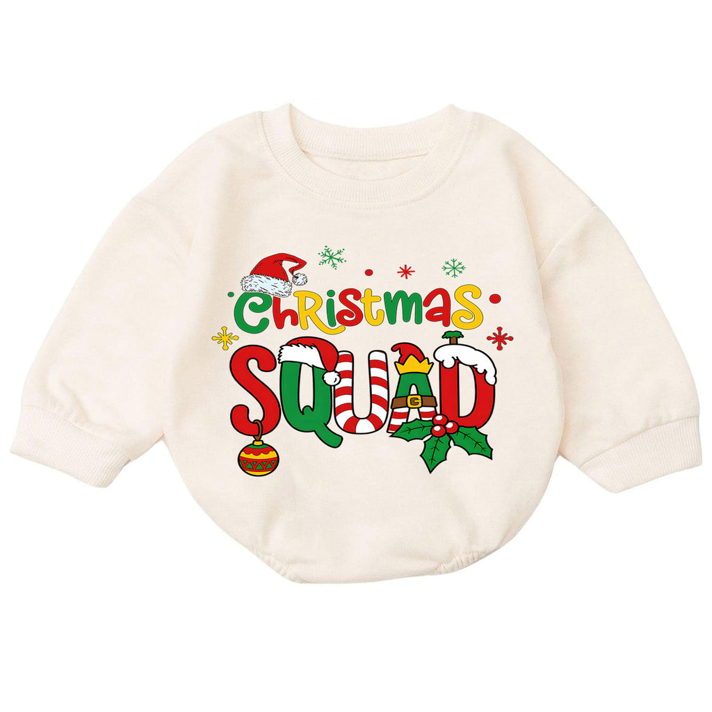 Christmas Squad Baby Romper, Cute Elf Holiday Outfit, Festive Toddler Romper, Funny Xmas Gift for Baby 1st Christmas Party — product view 7