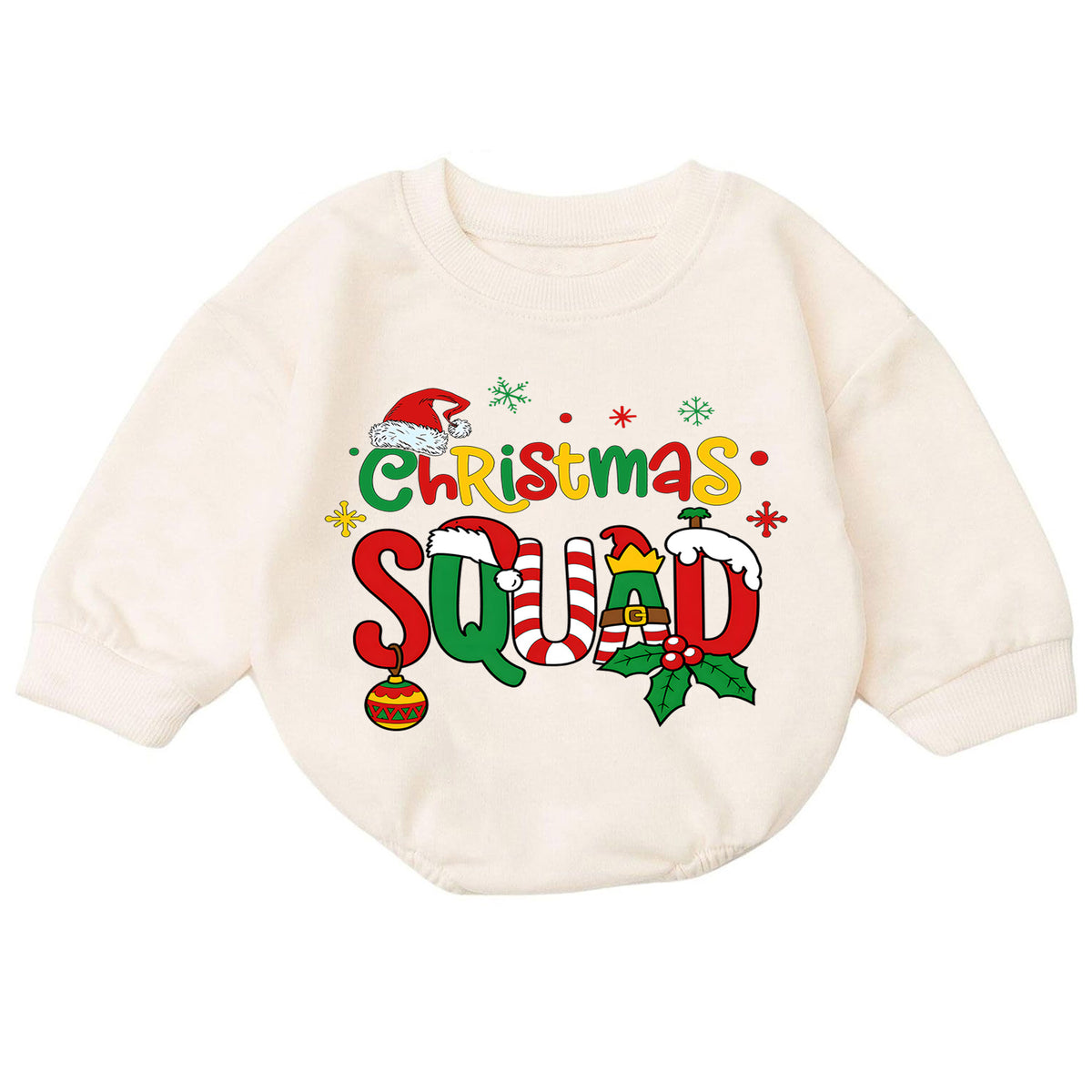 Christmas Squad Baby Romper, Cute Elf Holiday Outfit, Festive Toddler Romper, Funny Xmas Gift for Baby 1st Christmas Party — product view 7