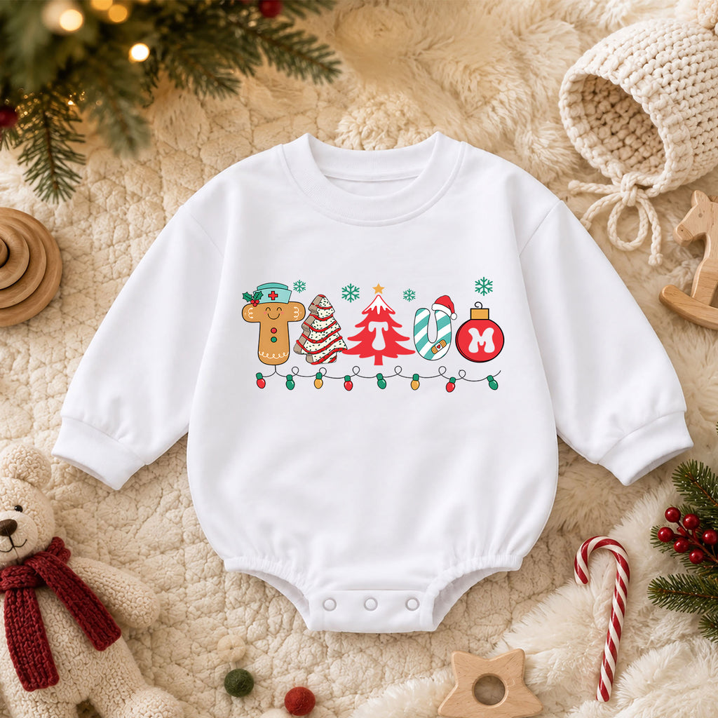 Trauma Nurse Christmas Romper, Medical Christmas Baby Romper, Healthcare Holiday Outfit, Nurse Family Christmas Gift — product view 3