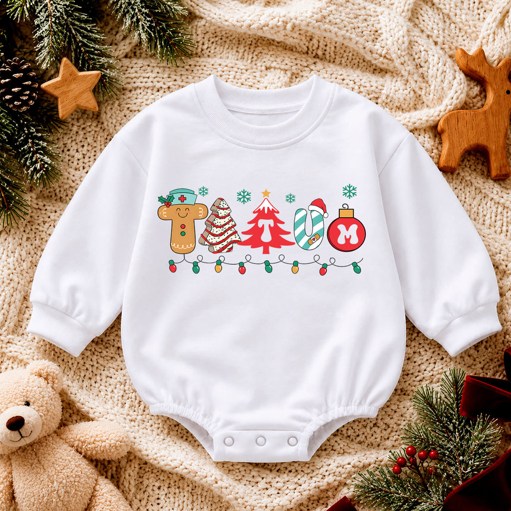 Trauma Nurse Christmas Romper, Medical Christmas Baby Romper, Healthcare Holiday Outfit, Nurse Family Christmas Gift — product view 4