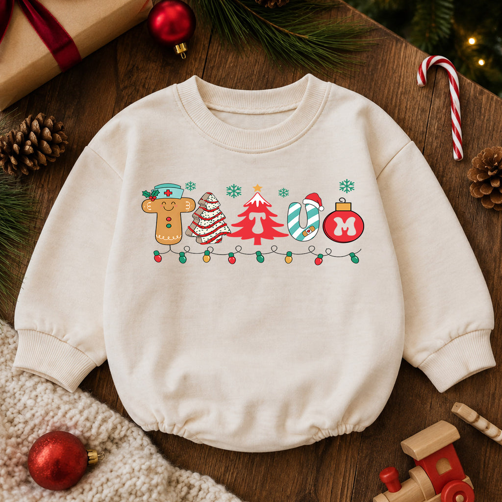 Trauma Nurse Christmas Romper, Medical Christmas Baby Romper, Healthcare Holiday Outfit, Nurse Family Christmas Gift — product view 6
