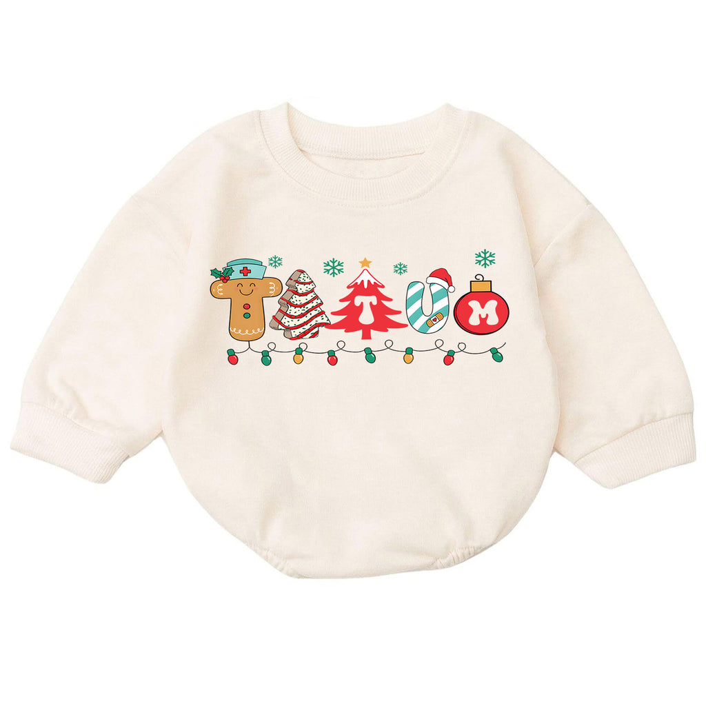 Trauma Nurse Christmas Romper, Medical Christmas Baby Romper, Healthcare Holiday Outfit, Nurse Family Christmas Gift — product view 7