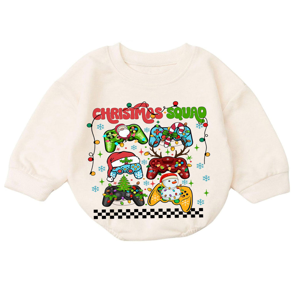 Christmas Squad Baby Romper, Gamer Holiday Outfit, Festive Controller Romper, Toddler Xmas Gift for Baby 1st Christmas — product view 7