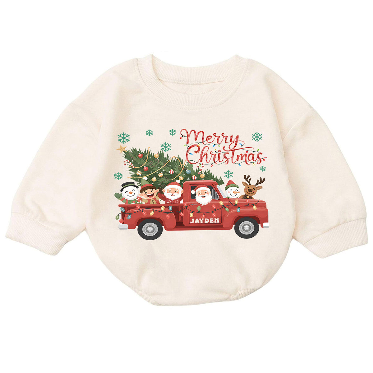 Christmas Baby Romper, Santa Truck Outfit, Holiday Red Truck Romper, Cute Baby 1st Christmas Gift — product view 7