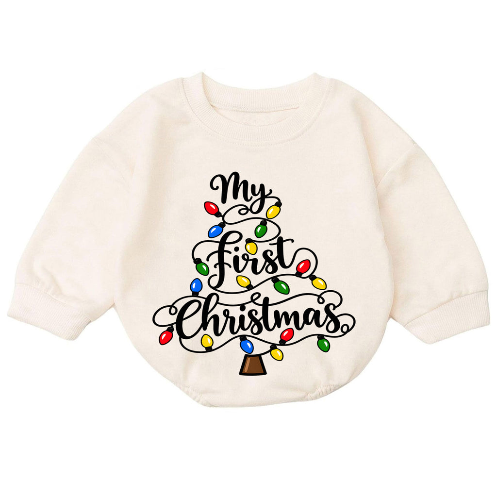My First Christmas Baby Romper, Christmas Lights Toddler Romper, Baby First Christmas Outfit, Holiday Baby Christmas Romper — product view 7