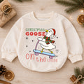 Christmas Goose Baby Romper, Goose on the Loose Skateboard Outfit, Funny Holiday Romper, Cute Toddler 1st Christmas Gift — product view 1