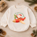 My First Christmas Baby Romper, Santa Airplane Christmas Romper, Baby First Holiday Outfit, Watercolor Toddler Christmas Romper — product view 1