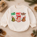 Ho Ho Ho Christmas Romper for Baby, Christmas Cookie Tree Toddler Romper, Cute Holiday Baby Romper, Gingerbread Christmas Outfit — product view 1