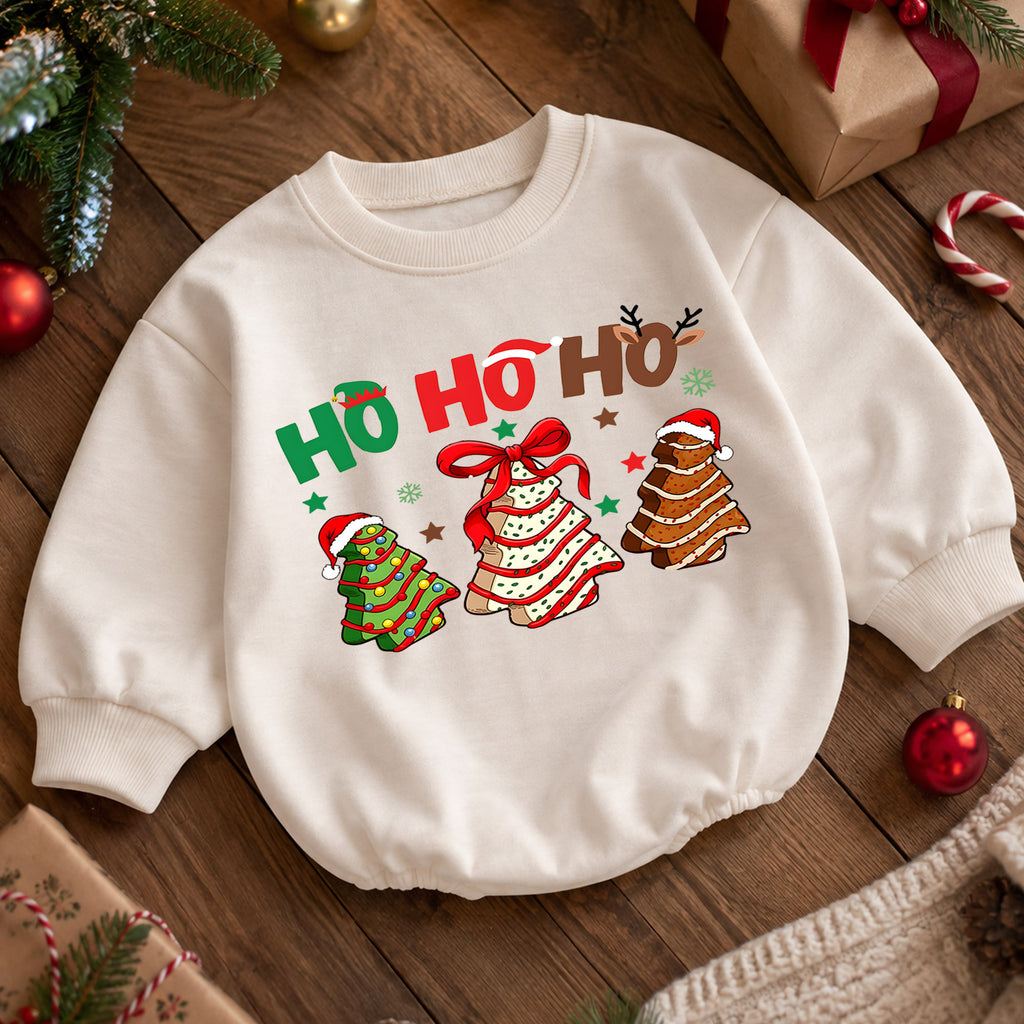 Ho Ho Ho Christmas Romper for Baby, Christmas Cookie Tree Toddler Romper, Cute Holiday Baby Romper, Gingerbread Christmas Outfit — product view 5