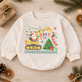 Personalized Construction Christmas Baby Romper, Custom Name Excavator Santa Outfit, 1st Christmas Gift for Baby Boys & Baby — product view 1